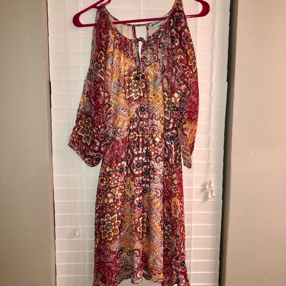 Almost Famous Printed Chiffon Dress, Medium